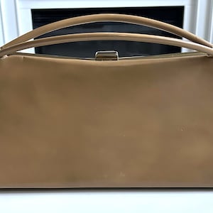 Vintage neutral purse, tan colored bag, 1960s 1970s faux leather purse, medium sized hobo bag