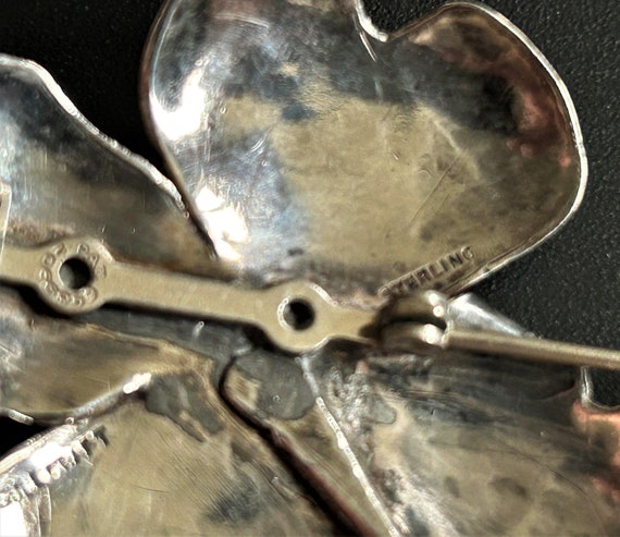 Vintage Sterling silver Gull Craft floral brooch … - image 9