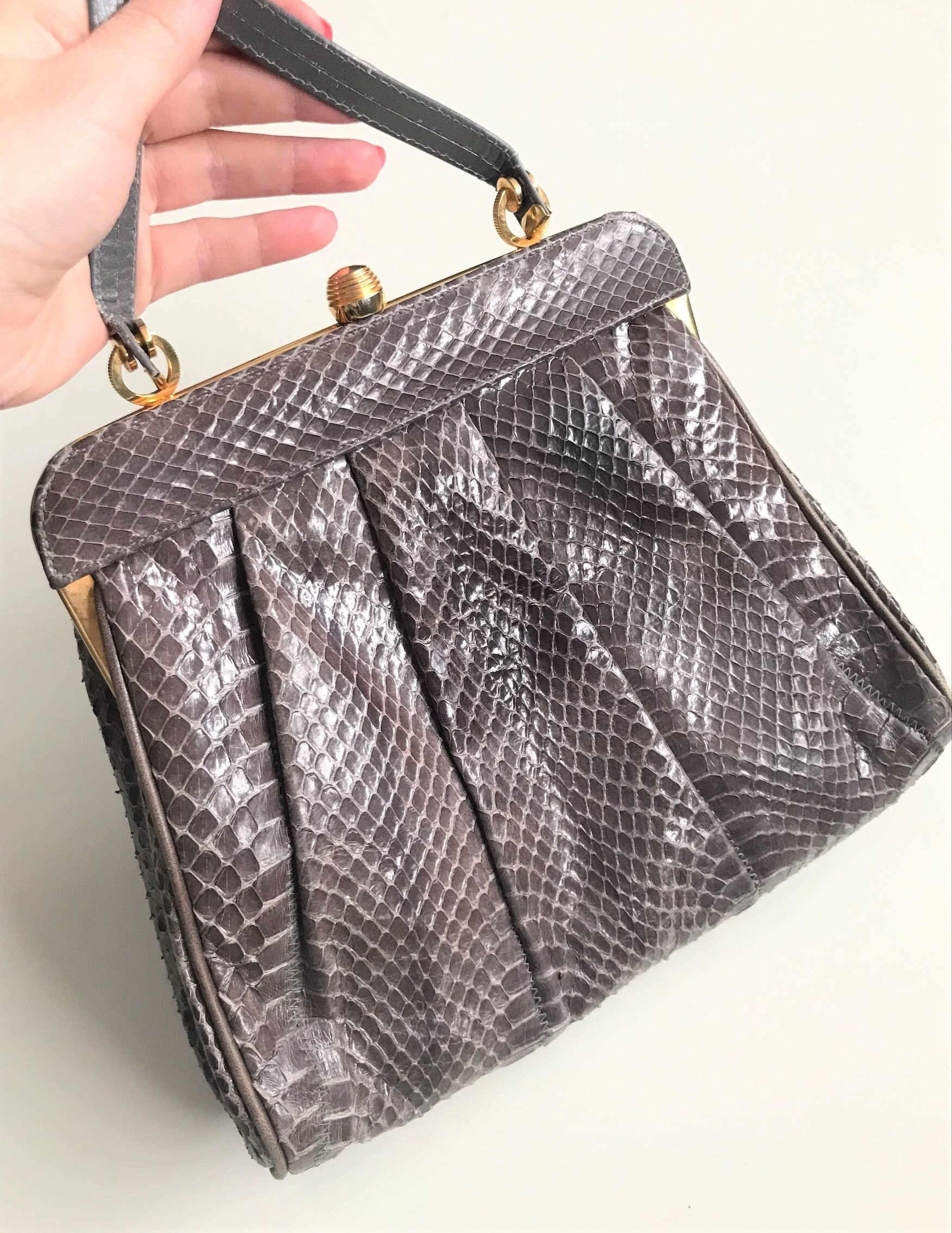 Grey snakeskin purse sale