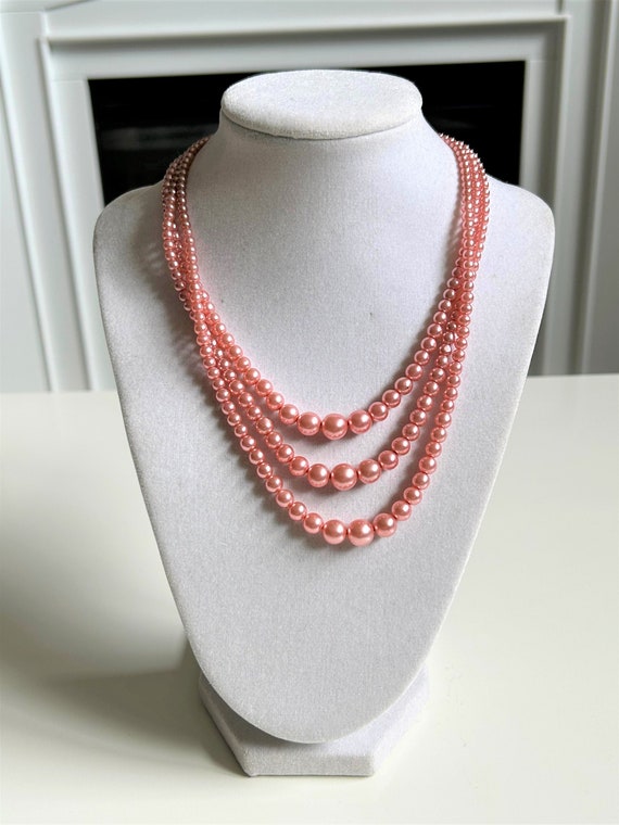 Vintage peach glass pearls with 835 silver and mar