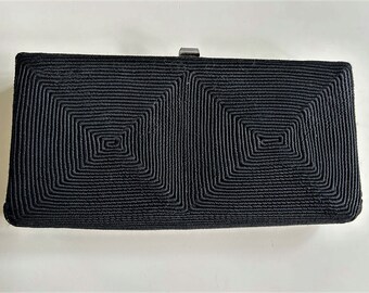 1940s Cordé clutch, vintage black Corde purse, vintage bag