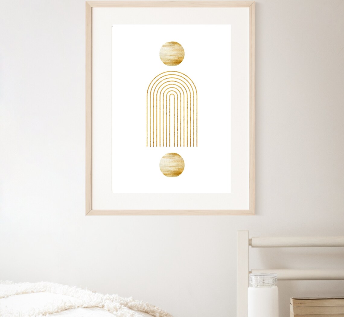 Set of 2 Prints Gold Bedroom Wall Decor Gold Wall Art Set Etsy
