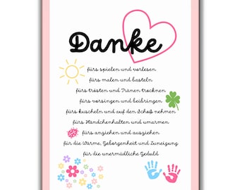 Farewell card for kindergarten, daycare, primary school, teacher, childminder, nanny, and nanny: THANK YOU
