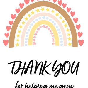 Karte zum Abschied in Englisch Kindergarten, Kita, Grundschule, Erzieherin, Erzieher, Lehrer, Lehrerin THANK YOU for helping me grow