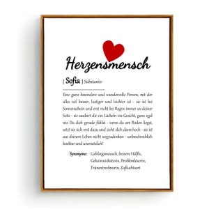 Personalizowana kartka lub plakat dla Ciebie, definicja „SERCA OSOBY”, cyfrowa do natychmiastowego pobrania