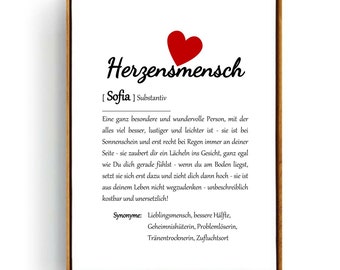 personalisierbare Karte oder Poster für Sie, Definition von "HERZENSMENSCH", digital zum sofort download