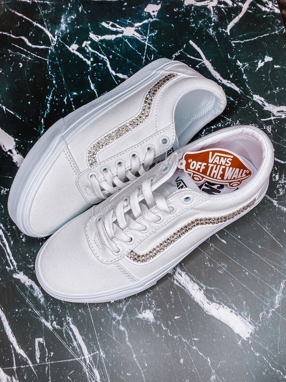 bedazzled white vans
