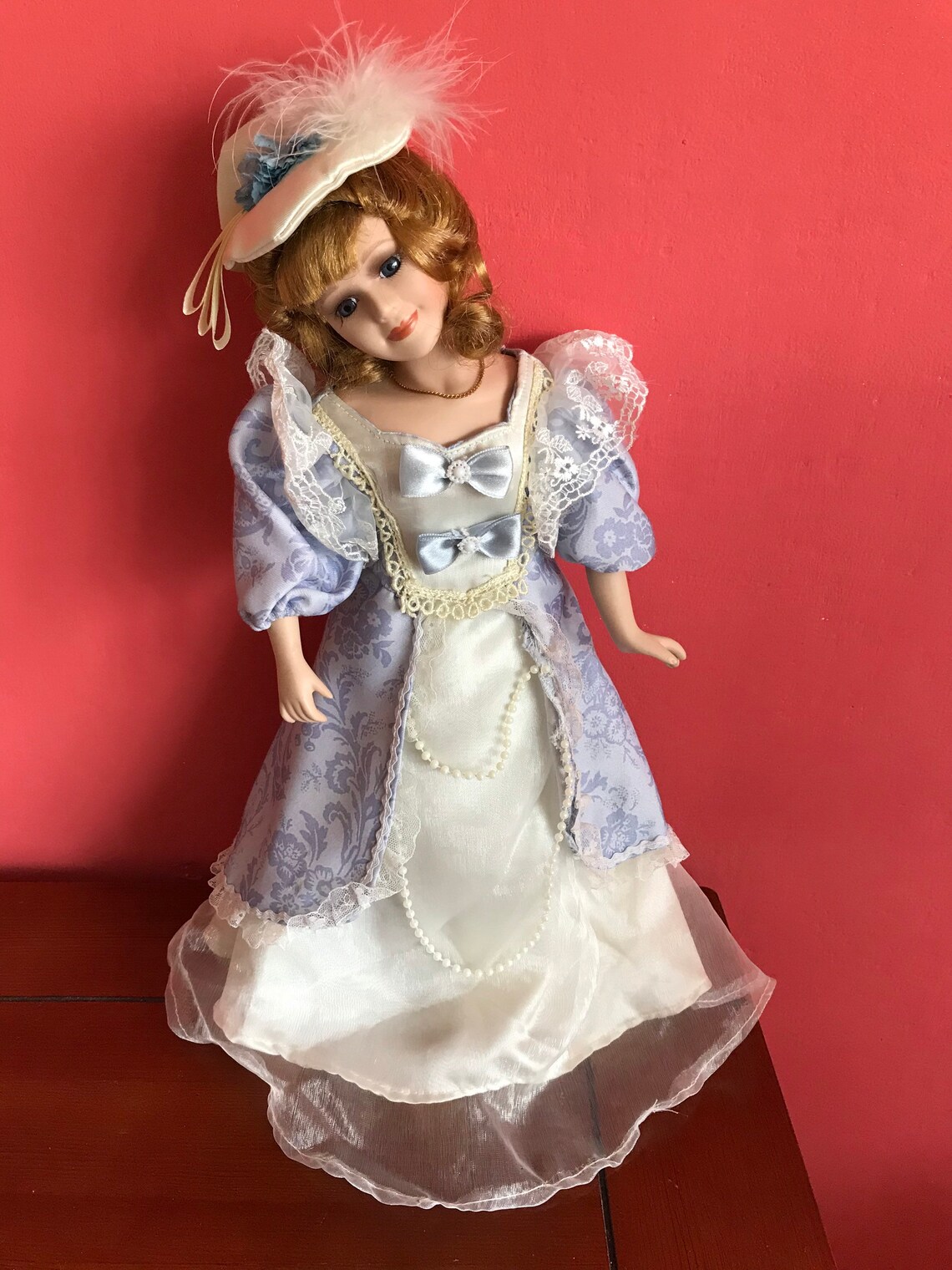 Victorian Vintage Porcelain Doll Blue and White Dress 1980 Etsy UK