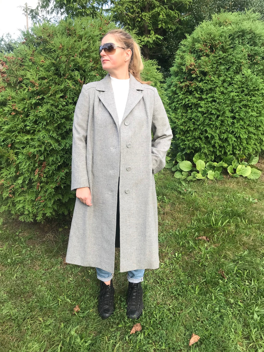 Vintage Wool Coat Gray Color Polish PRL Coat Women Coat Etsy