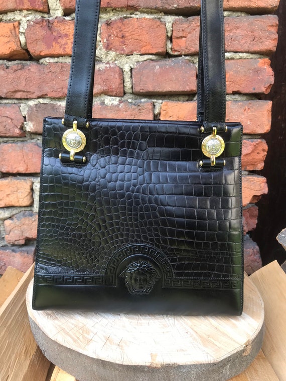90s as New Gianni Versace leather clutch and coin purse shoulder strap Bag