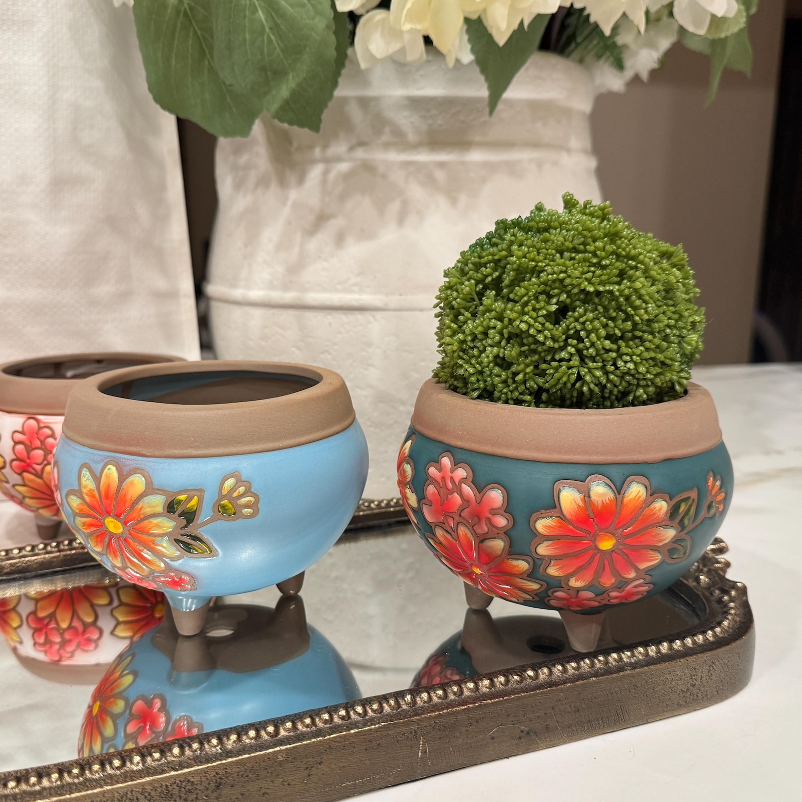 Hand-Painted Floral Ceramic Succulent Planter
