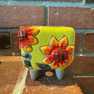 Maceta de arcilla floral para suculentas con drenaje: maceta decorativa hecha a mano.