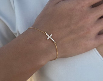 Gold Cross Bracelet Women, Bracelet With Cross, Christian Jewelry, Cross Jewelry, Religious Bracelet, Cross Beaded Bracelet, Cross Svg