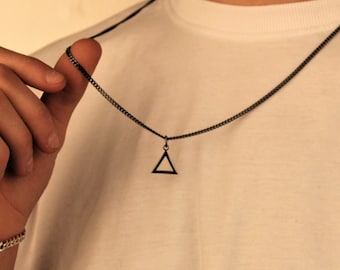 Men Triangle Necklace - Custom Men Necklace - Mens Necklace - Men's necklaces - Black jewelry for men - Triangle Pendant Necklace - Gift