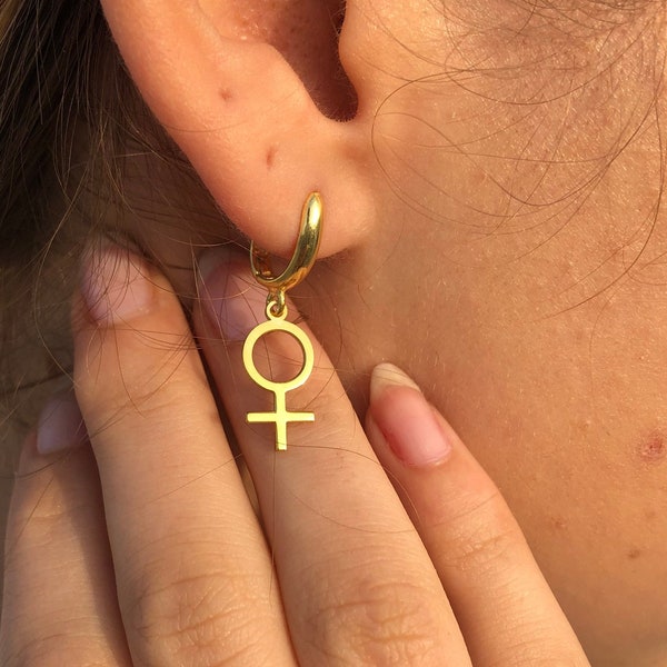 Silber Feministischer Ohrring, Feministischer Schmuck, Feminismus, Girl Power, Statement Ohrringe, Tropfen Ohrringe, Feministische Kunst, Weihnachtsschmuck, Geschenke