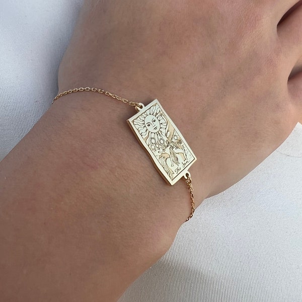 Tarot Card Bracelet, Tarot Deck, Tarot Witch Bracelet, Tarot Card Jewelry, Charm Bracelet, Tarot Card Reading, Christmas Gift, Gold Bracelet