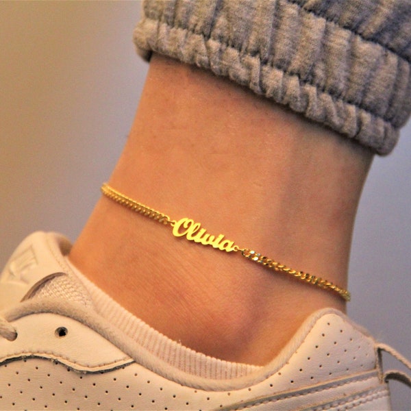 Personalized Name Anklet - Custom Name Anklet - Gold Filled Anklet - Custom Silver Anklet - Girlfriend Gift - Noel Gift - Foot Jewelry -