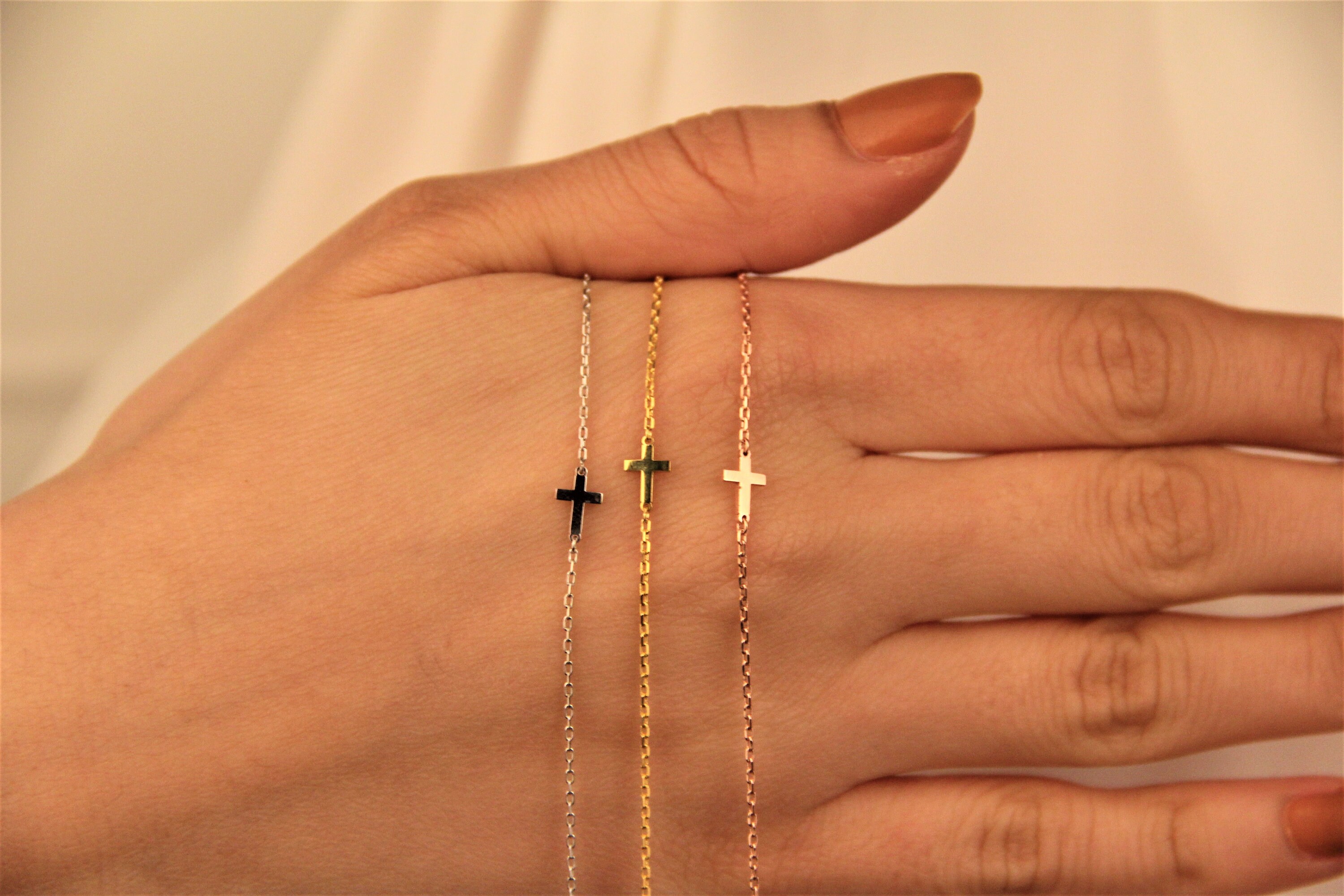 Religious Necklace Gold Cross Necklace Christian Necklace Etsy