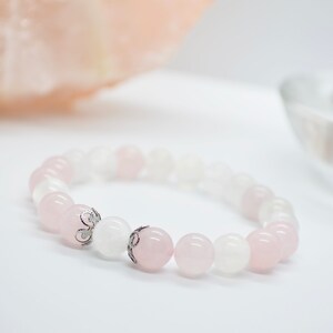 Prevent Nightmares Encourages Healing and Self Love Master Healing Bracelet Selenite Centre Point with Rose Quartz & White Jade
