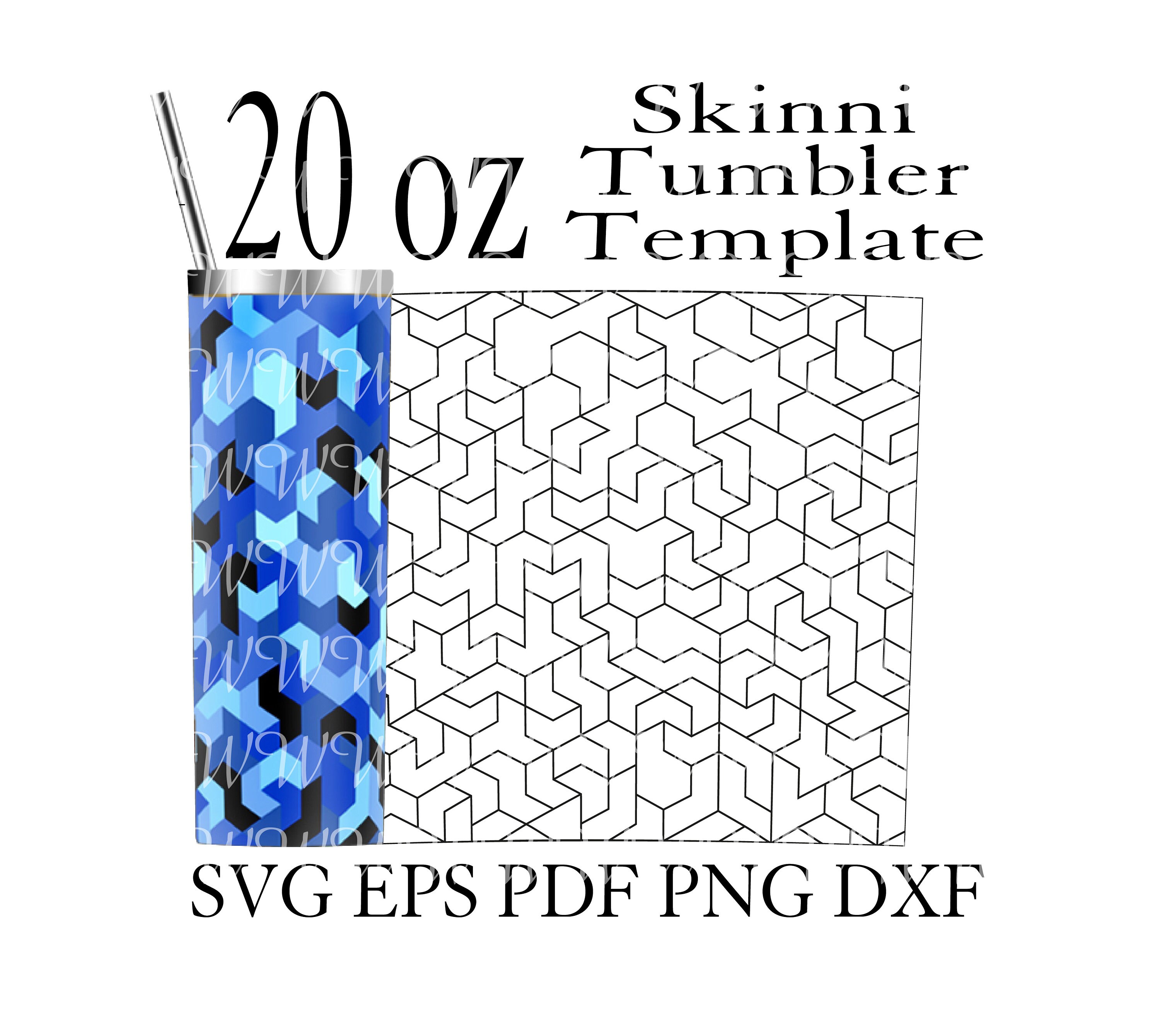 Tangram Tumbler Template SVG 20 oz Skinny Tumbler cut file | Etsy