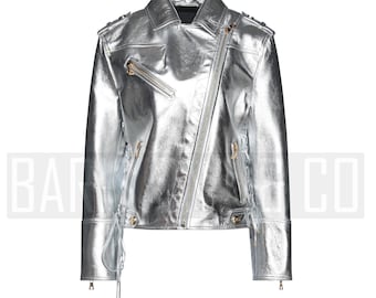 ヴィンテージ レア 90 年代 Cuir Classique IOU シルバー メタリック