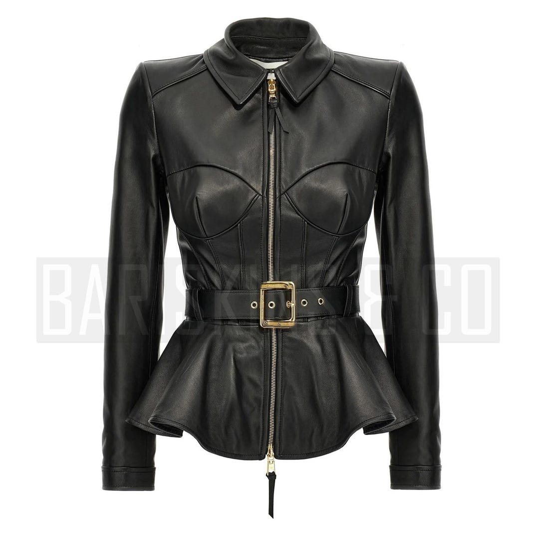 biker jacket faux leather peplum jacket plus size