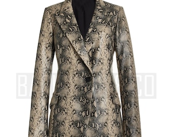 Snakeskin Print Lambskin Leather Blazer - Tailored Women's Python Jacket