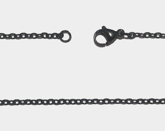 Black Stainless Steel Cable Link Necklace Chain