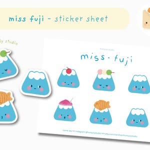 feuille d'autocollants Miss Fuji | A6 kawaii kiss cut printemps thème japonais agenda de papeterie