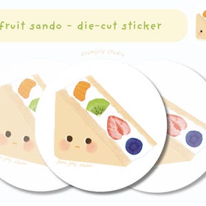 autocollant découpé à la forme sando aux fruits | Kawaii mignon sandwich japonais thème agenda agenda papeterie dessert enfants illustration pour enfants