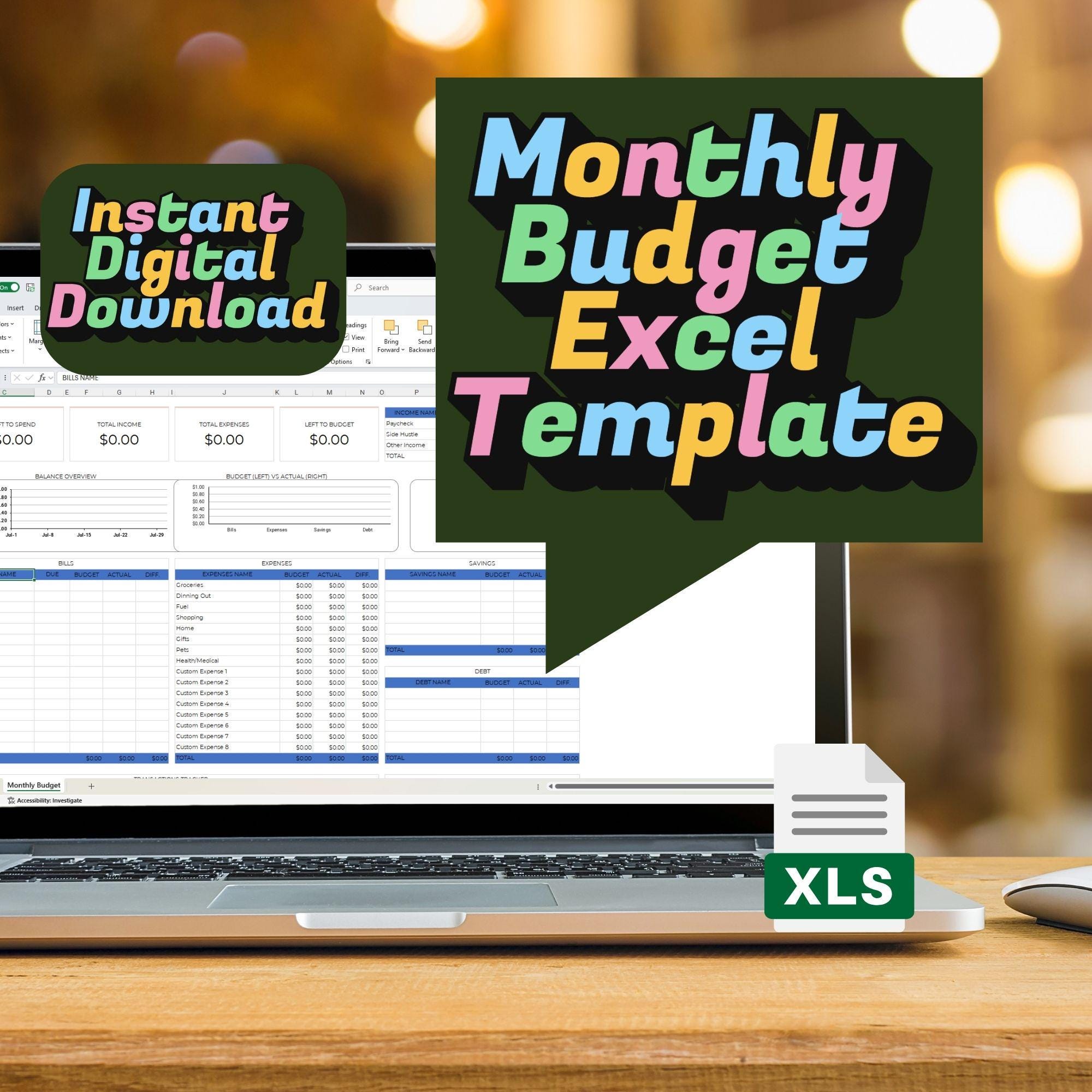 Monthly Budget Excel Template | Personal Finance Tracker | Budget ...