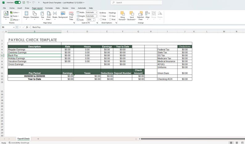 Payroll Check Template for Excel | Small Business Payroll Tracker ...