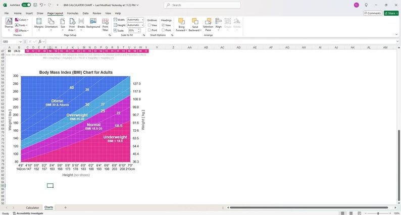 BMI & Health Metrics Tracker | Editable Excel Template for Health Goals ...