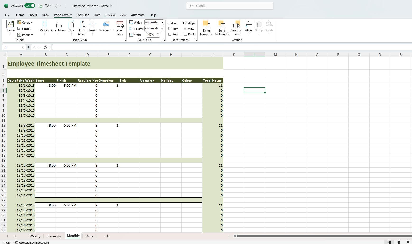 Employee Timesheet Template for Excel | Small Business Payroll Tracker ...