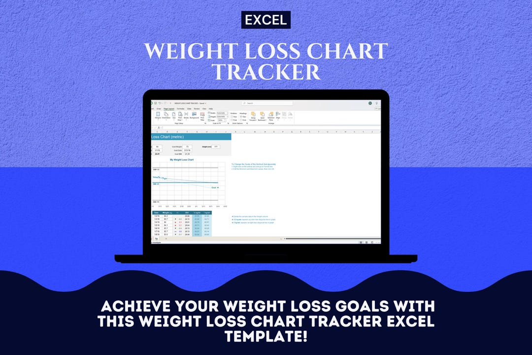 Weight Loss Progress Chart | Fitness & Goal Tracker Excel Template - Etsy
