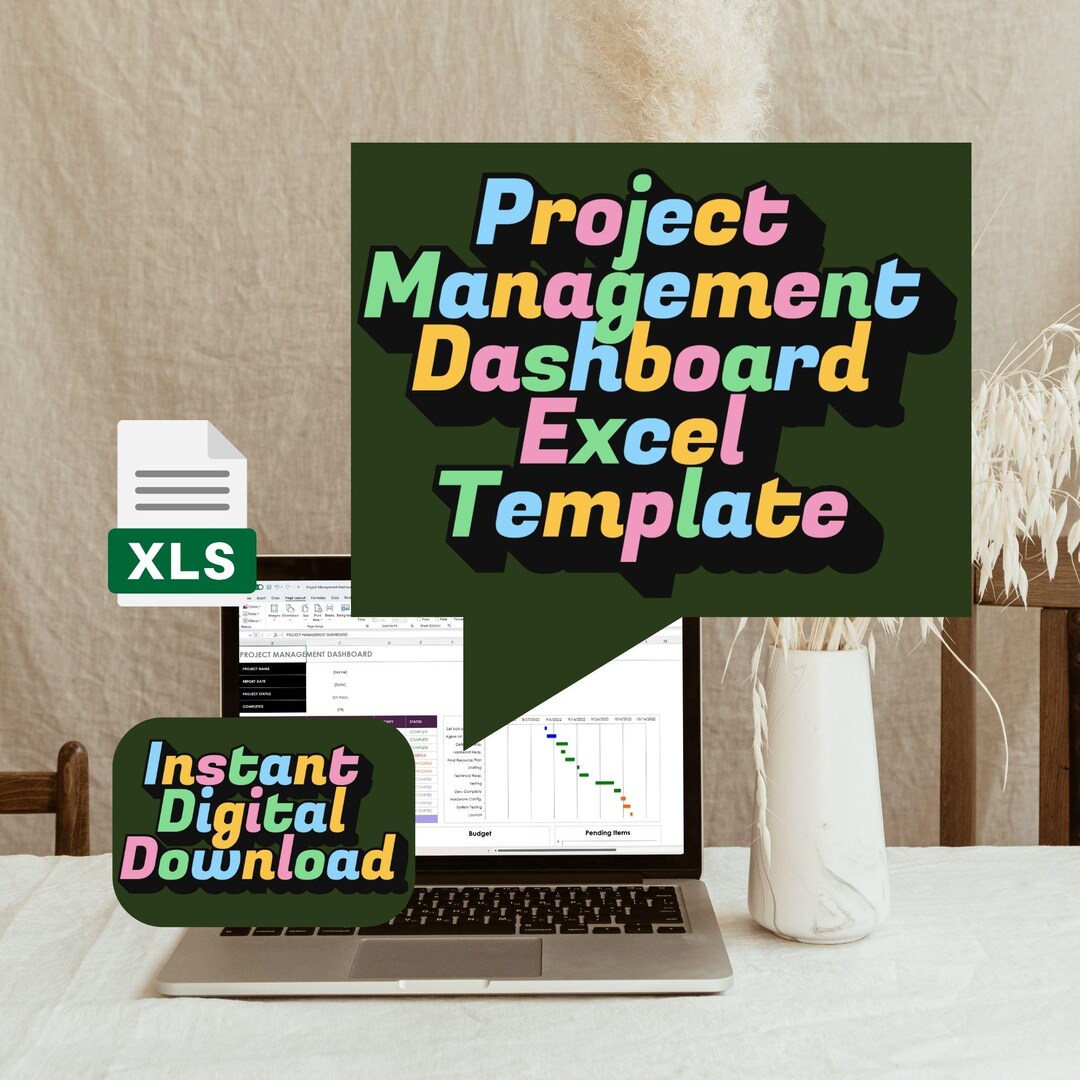 Project Management Dashboard Excel Template | Task Tracker, Gantt Chart ...
