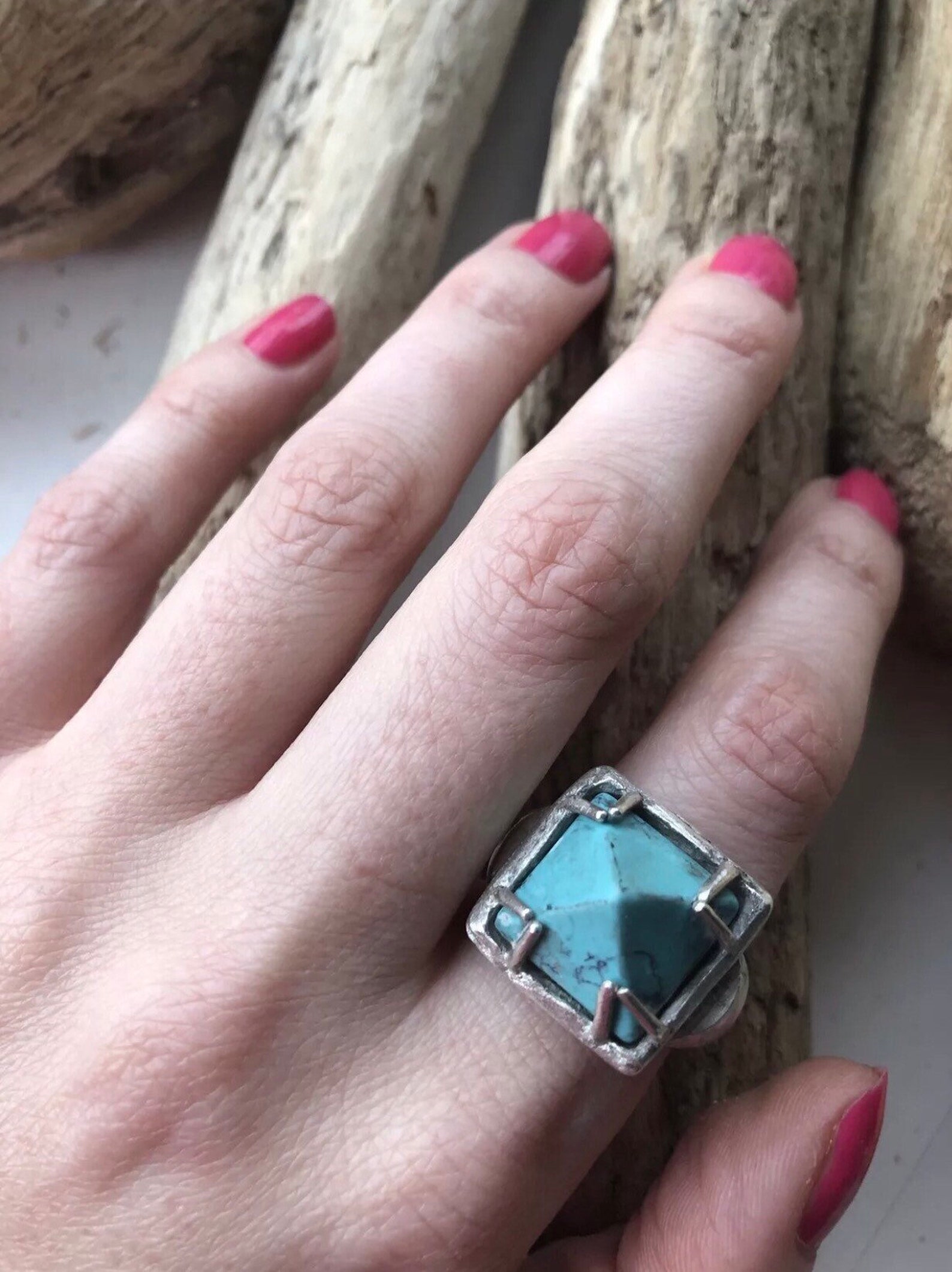 Der AquarienRing Türkis Pyramide Größe N1/2 Etsy