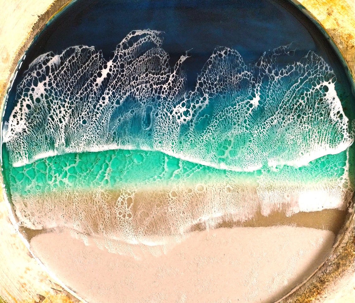 Seascape beach painting resin wall art Etsy