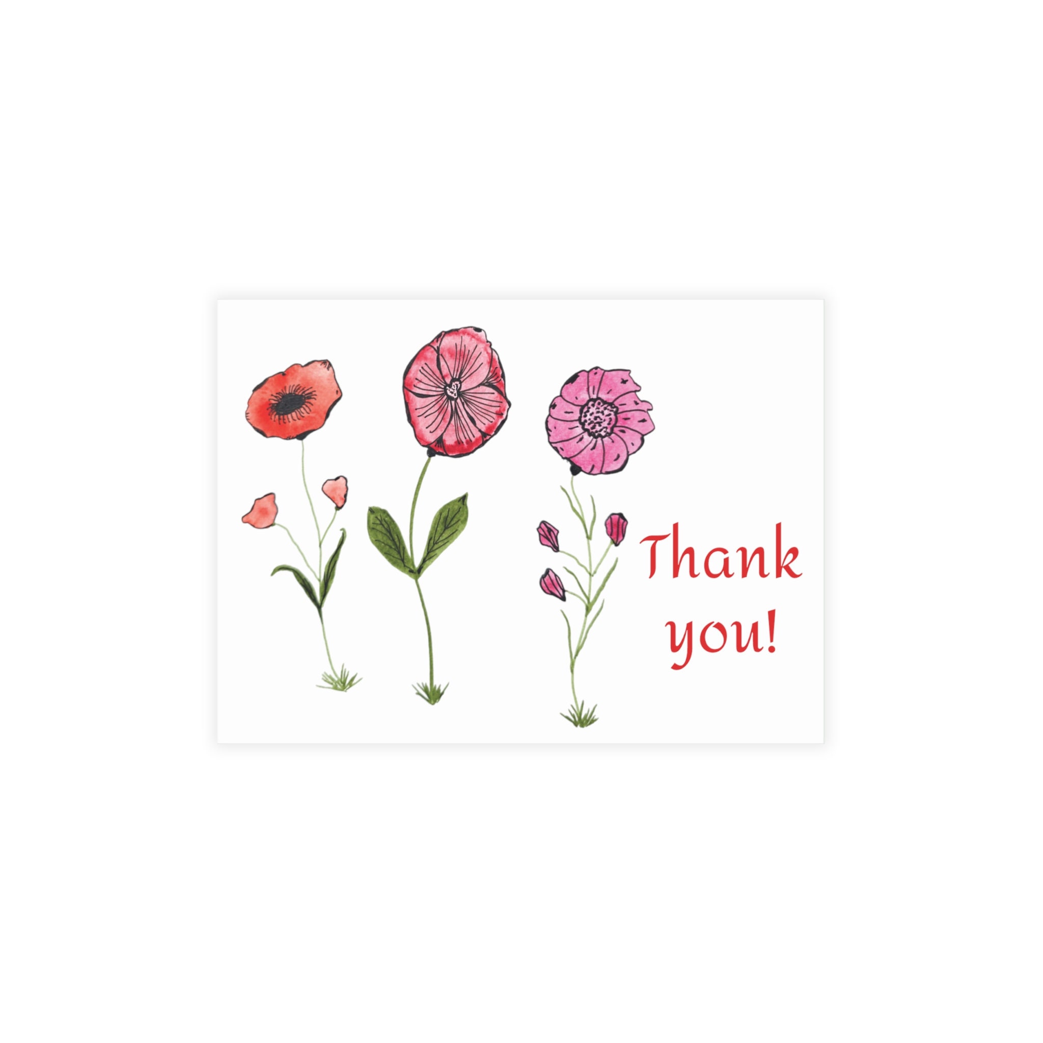 Watercolor Flower Thank You Postcard Bundles envelopes Included - Etsy