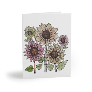 Cartes de voeux vierges aquarelle tournesols (8, 16 et 24 pcs)