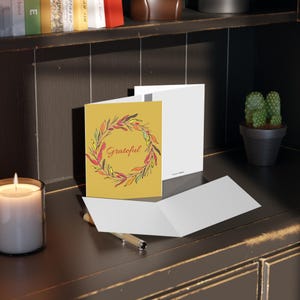Cartes de remerciement couronne d'automne, jeu de cartes de voeux automne, cartes de correspondance pour Thanksgiving, papeterie de vacances rustique, lot de 8, 16 ou 24