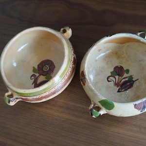 Kleine 40er Jahre Tlaquepaque Mexikanische Keramik Schalen Folklore Keramik Primitive Kunst Handbemalt Touristware