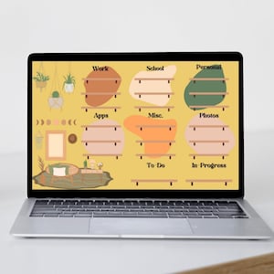 Editable Desktop Wallpaper for Mac and Windows, Boho Desktop Wallpaper Organizer, Desktop Organizer