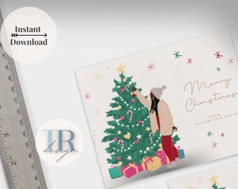 Digitale Weihnachtskarte, afrozentrische Weihnachtskarte, bearbeitbare Weihnachtskarte, benutzerdefinierte Weihnachtskarte