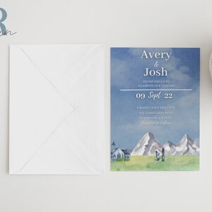 Wedding Invitation Template | Simple Wedding Invitation Template | Mountain Wedding Invitation | Digital Wedding Invitation