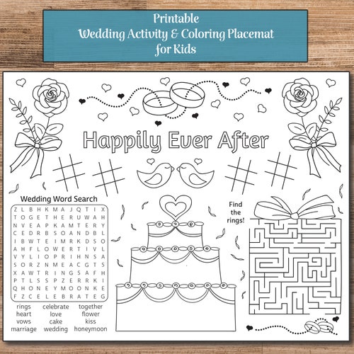 Wedding Activity and Coloring Placemat for Kids Printable - Etsy