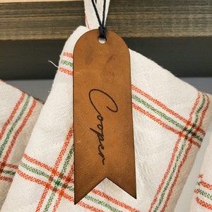 Custom name Leather label christmas stocking tag