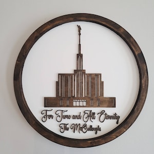 LDS Mormon Temple Custom Family Name Sign | Church Of Jesus Christ of Latter Day Saints Temple Display