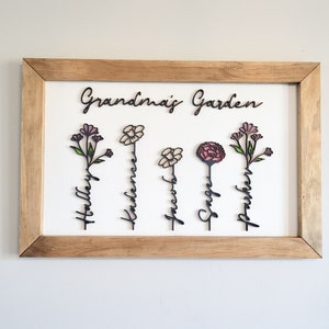 Grandma's Garden Birth Flower Sign