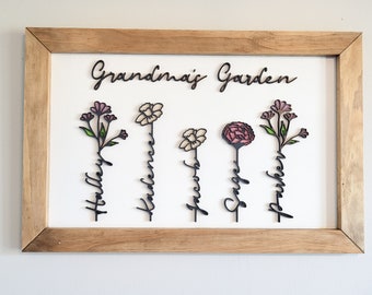 Grandma's Garden Birth Flower Sign